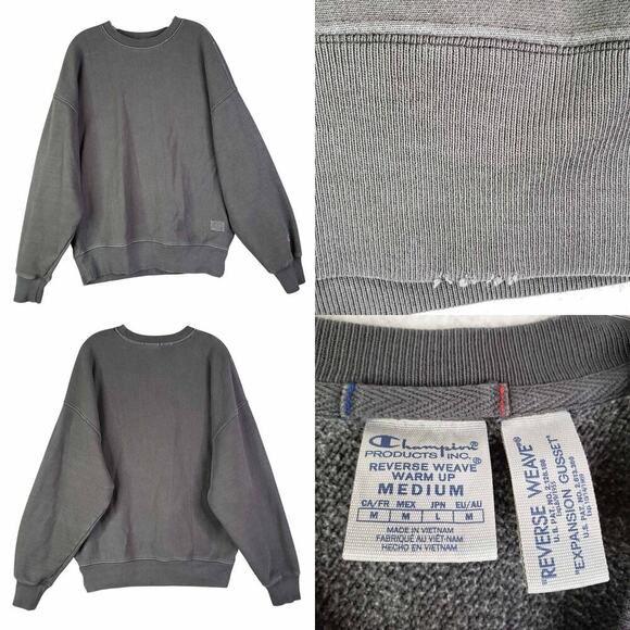 Champion Sweatshirt Women’s Size Medium M Gray Pullover Crewneck Distressed - Picture 1 of 11